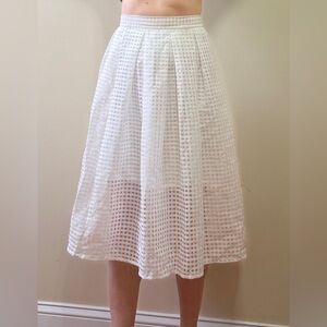 Silence + Noise White Grid Mesh Midi Skirt - NWT
